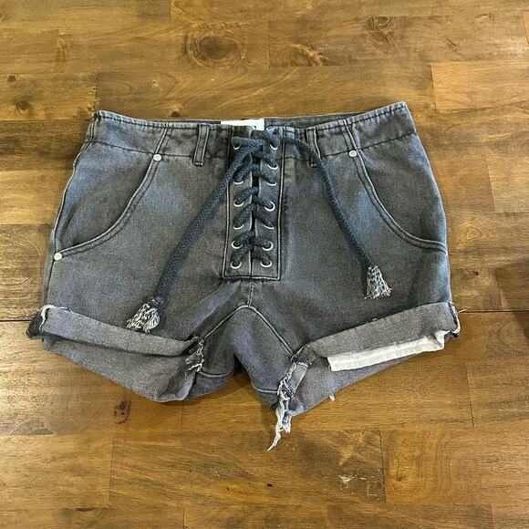 One x One Teaspoon Super Freaks Faded Black Denim Cutoff Shorts Size 26 - Picture 1 of 12